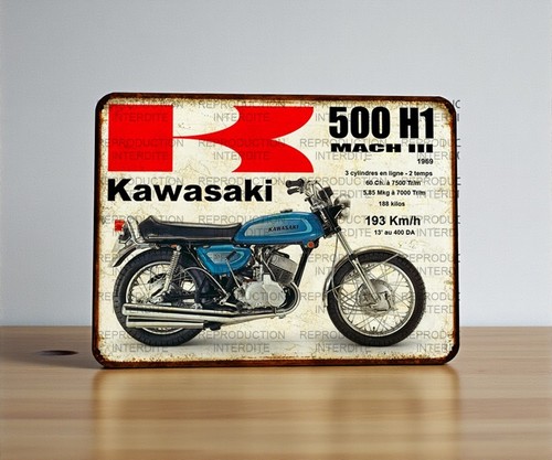 Plaque métal kawasaki 500 h1 - plaque,