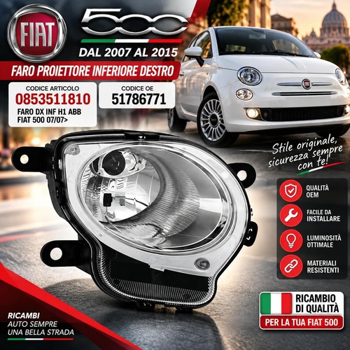 Fiat 500 2007 2015 faro - fiat, 2007-2015